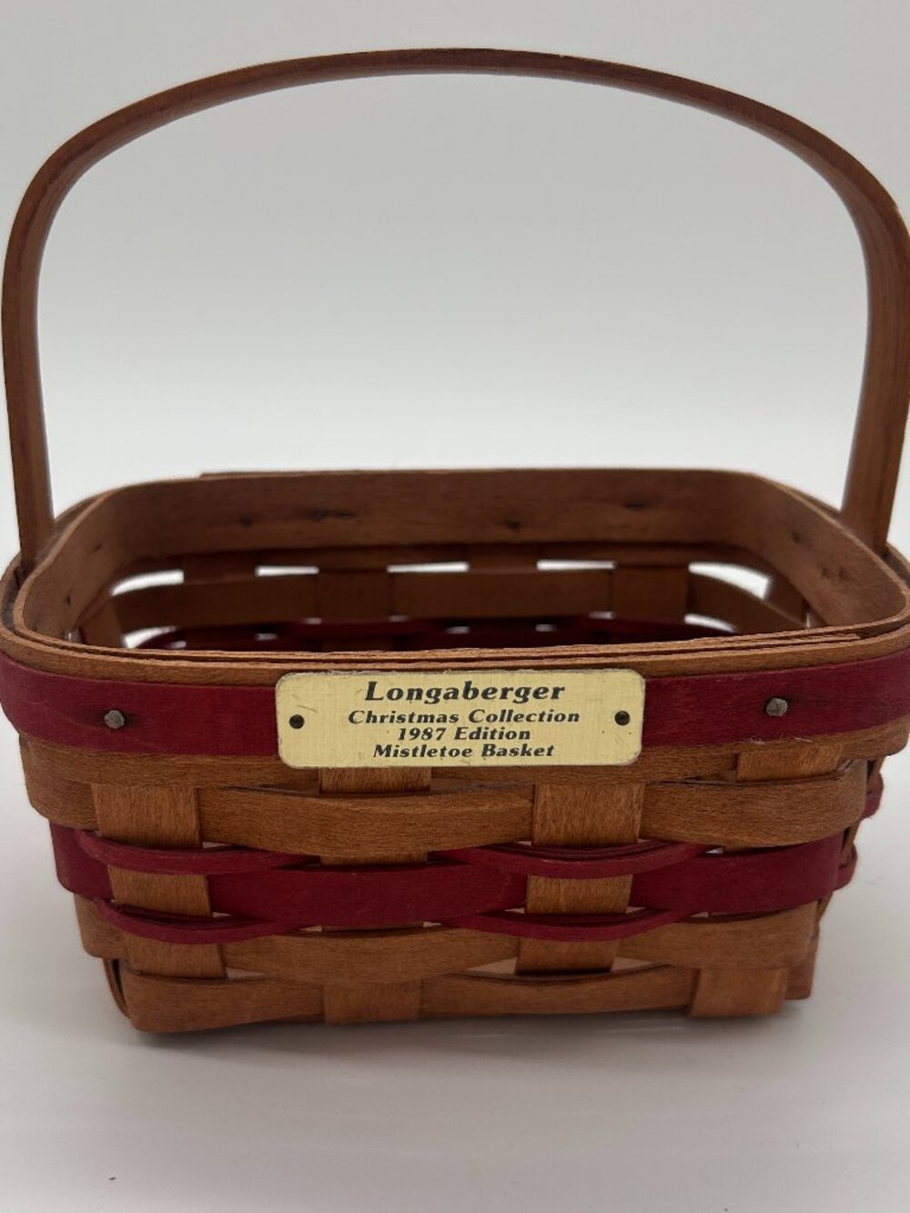 Longaberger Vintage Christmas Collection Mistletoe Handled Basket Signed 1987